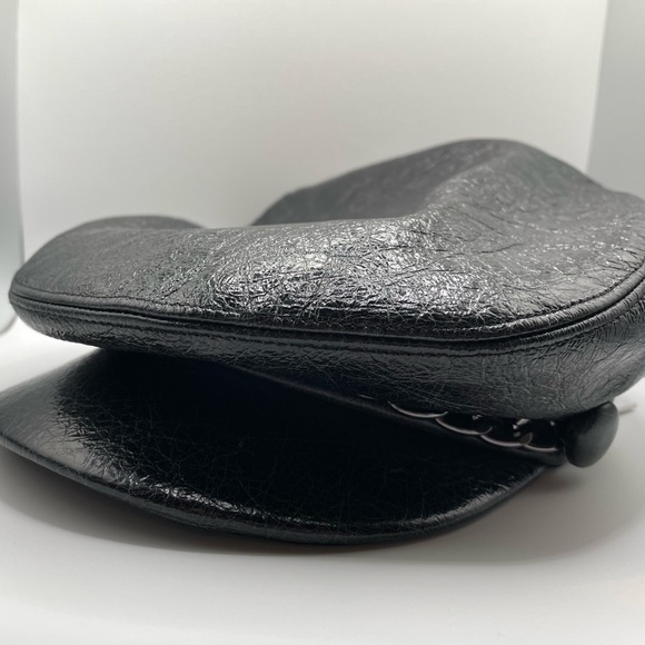 NEW! Eugenia Kim Marina Black Leather Hat with Gold chain